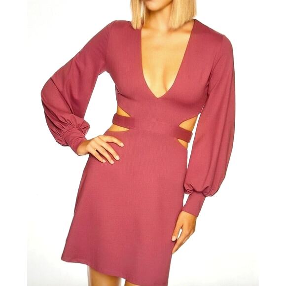 Susana Monaco Deep V Neck Cut Out Back Dress Lipgloss XL - Picture 1 of 14